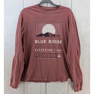 Unwind By League Size Large Red BLUE RIDGE GEORGIA Long Sleeve Graphic Top